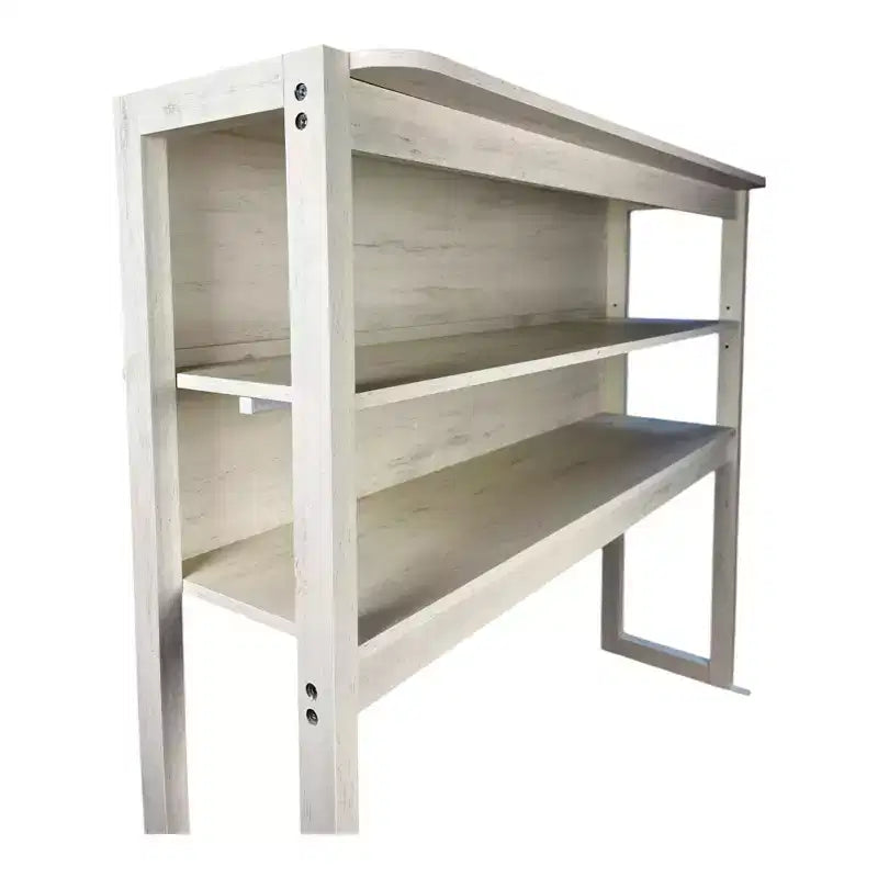 VIYET 67 Étagère de boulanger à 5 niveaux (blanc et marron rustique), étagère de rangement de cuisine en panneaux de particules (support de micro-ondes et organisateur de bar à café)