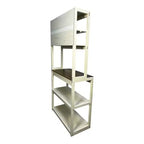 VIYET 67 Étagère de boulanger à 5 niveaux (blanc et marron rustique), étagère de rangement de cuisine en panneaux de particules (support de micro-ondes et organisateur de bar à café)