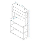 VIYET 67 Étagère de boulanger à 5 niveaux (blanc et marron rustique), étagère de rangement de cuisine en panneaux de particules (support de micro-ondes et organisateur de bar à café)