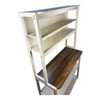 VIYET 67 Étagère de boulanger à 5 niveaux (blanc et marron rustique), étagère de rangement de cuisine en panneaux de particules (support de micro-ondes et organisateur de bar à café)