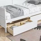 Lit de repos double avec deux tiroirs de rangement, Lit plateforme en bois avec rangement pour chambre à coucher