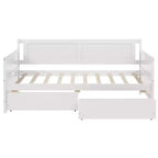 Lit de repos double avec deux tiroirs de rangement, Lit plateforme en bois avec rangement pour chambre à coucher