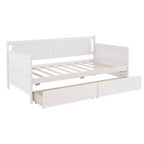 Lit de repos double avec deux tiroirs de rangement, Lit plateforme en bois avec rangement pour chambre à coucher