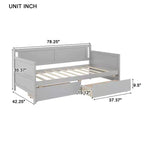 Lit de repos double avec deux tiroirs de rangement, Lit plateforme en bois avec rangement pour chambre à coucher