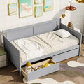 Twin Size Daybed with Two Storage Drawers, Wood Platform Bed with Storage for Bedroom
