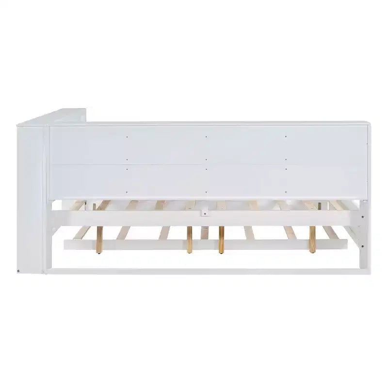 MAYEERTY Grand lit avec lit gigogne et étagère de rangement pour chambre, blanc