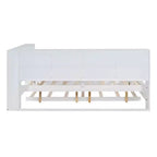 MAYEERTY Grand lit avec lit gigogne et étagère de rangement pour chambre, blanc