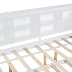 MAYEERTY Grand lit avec lit gigogne et étagère de rangement pour chambre, blanc