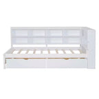Lit simple MAYEERTY avec 2 tiroirs, étagère de rangement et ports pour chambre à coucher, Blanc