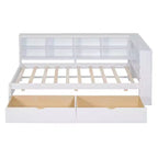 Lit simple MAYEERTY avec 2 tiroirs, étagère de rangement et ports pour chambre à coucher, Blanc