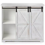 The Lakeside Collection Kitchen Buffet Wooden Cabinet with Sliding Barn-Doors -