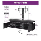 Meuble TV moderne avec support réglable en hauteur pour téléviseur de 65 pouces, centre de divertissement à LED avec rangement, meuble console multimédia pour salon, noir