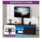 Meuble TV moderne avec support réglable en hauteur pour téléviseur de 65 pouces, centre de divertissement à LED avec rangement, meuble console multimédia pour salon, noir