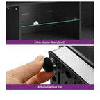 Meuble TV moderne avec support réglable en hauteur pour téléviseur de 65 pouces, centre de divertissement à LED avec rangement, meuble console multimédia pour salon, noir