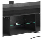 Meuble TV moderne avec support réglable en hauteur pour téléviseur de 65 pouces, centre de divertissement à LED avec rangement, meuble console multimédia pour salon, noir