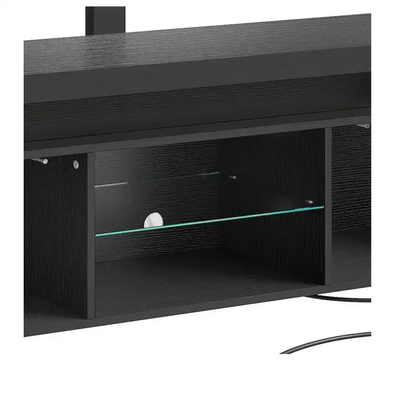 Meuble TV moderne avec support réglable en hauteur pour téléviseur de 65 pouces, centre de divertissement à LED avec rangement, meuble console multimédia pour salon, noir