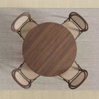 PexFix Table de salle à manger de cuisine de ferme Table de cuisine ronde avec pieds en rotin tressé pour cuisine, bar, salon