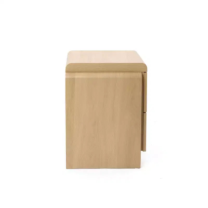 Table de chevet LuxenHome en chêne blanc mi-siècle à 2 tiroirs, 52 cm, table d'appoint en bois manufacturé, marron
