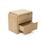Table de chevet LuxenHome en chêne blanc mi-siècle à 2 tiroirs, 52 cm, table d'appoint en bois manufacturé, marron