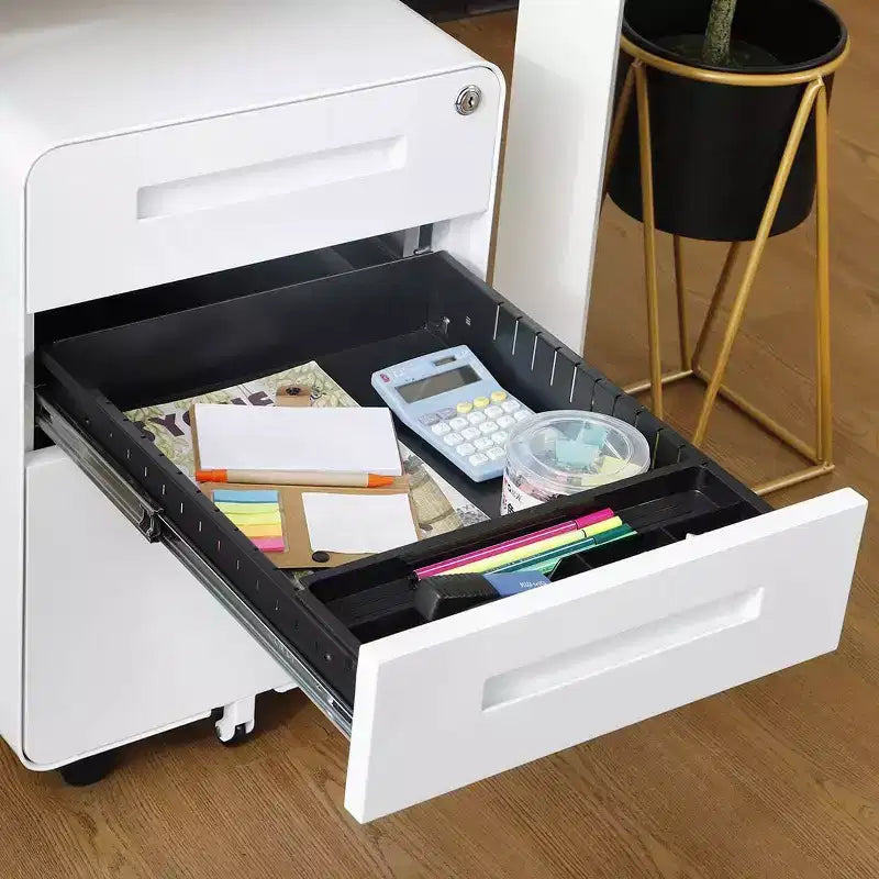 Meuble de classement roulant à 3 tiroirs pour bureau à domicile, caisson de classement mobile sous bureau avec serrure et anti-basculement, pour formats A4/Lettre/Legal