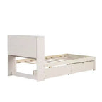 Bellemave Lit plateforme jumeau avec tête de lit bibliothèque et 2 tiroirs de rangement, lit plateforme en panneau de particules avec port de chargement USB