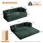 Canapé-lit convertible 5-en-1, 200 cm, en velours côtelé, avec dossier réglable, oreiller, aucun assemblage requis, canapé-lit modulaire peu encombrant.