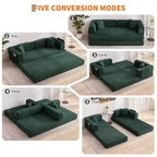 Canapé-lit convertible 5-en-1, 200 cm, en velours côtelé, avec dossier réglable, oreiller, aucun assemblage requis, canapé-lit modulaire peu encombrant.