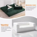 Canapé-lit convertible 5-en-1, 200 cm, en velours côtelé, avec dossier réglable, oreiller, aucun assemblage requis, canapé-lit modulaire peu encombrant.