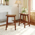 Whisen 2-piece Farmhouse Rustic Kitchen Dining Stools, Counter Height Wood Kitchen Chairs - Walnut