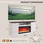 Meuble TV de cheminée cannelé de 70 po pour téléviseurs de 80 po, centre de divertissement moderne avec cheminée électrique de 36 po, console TV multimédia en bois avec rangement