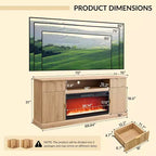 Meuble TV de cheminée cannelé de 70 po pour téléviseurs de 80 po, centre de divertissement moderne avec cheminée électrique de 36 po, console TV multimédia en bois avec rangement