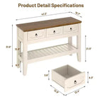 Table console rustique de ferme 47 po avec tiroirs - Pieds en bois massif - Table d'entrée avec étagère inférieure - Assemblage facile pour salon, foyer, entrée