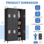 Casier de rangement à 6 portes pour employés de bureau, casier de rangement en métal à combinaison, casier en métal verrouillable pour employés avec porte, casiers de rangement industriels