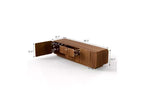 Meuble TV JVNOXK 58 pouces, design spirale et vague de style mid-century, avec armoire de rangement et deux tiroirs, convient pour le salon ou la chambre à coucher, Noyer
