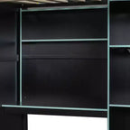 Lit mezzanine GDF Studio Leonard Wood avec bureau, armoire ouverte et lumières RVB