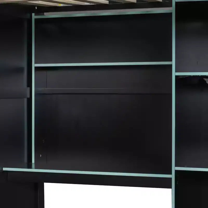 Lit mezzanine GDF Studio Leonard Wood avec bureau, armoire ouverte et lumières RVB