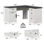 Bureau de direction d'angle en L style ferme de 60 pouces avec tiroir classeur, meuble de rangement et étagère réglable