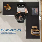 Bureau de direction d'angle en L style ferme de 60 pouces avec tiroir classeur, meuble de rangement et étagère réglable