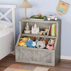 Étagère à livres et organisateur de jouets pour enfants - Bibliothèque en bois avec grand placard de rangement, design mince anti-basculement pour chambre d'enfant, chambre à coucher ou salle de jeux