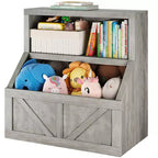 Étagère à livres et organisateur de jouets pour enfants - Bibliothèque en bois avec grand placard de rangement, design mince anti-basculement pour chambre d'enfant, chambre à coucher ou salle de jeux