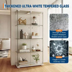 Vitrine d'exposition en verre trempé à 4 niveaux, vitrine entièrement vitrée avec lumières LED et capteur de corps humain, armoire de rangement pour objets de collection et décoration.