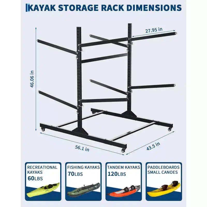 COZONY Support de Rangement pour Kayak Robuste à 2 Niveaux, Support en Acier Double Face pour Garage Quai Abri de Jardin