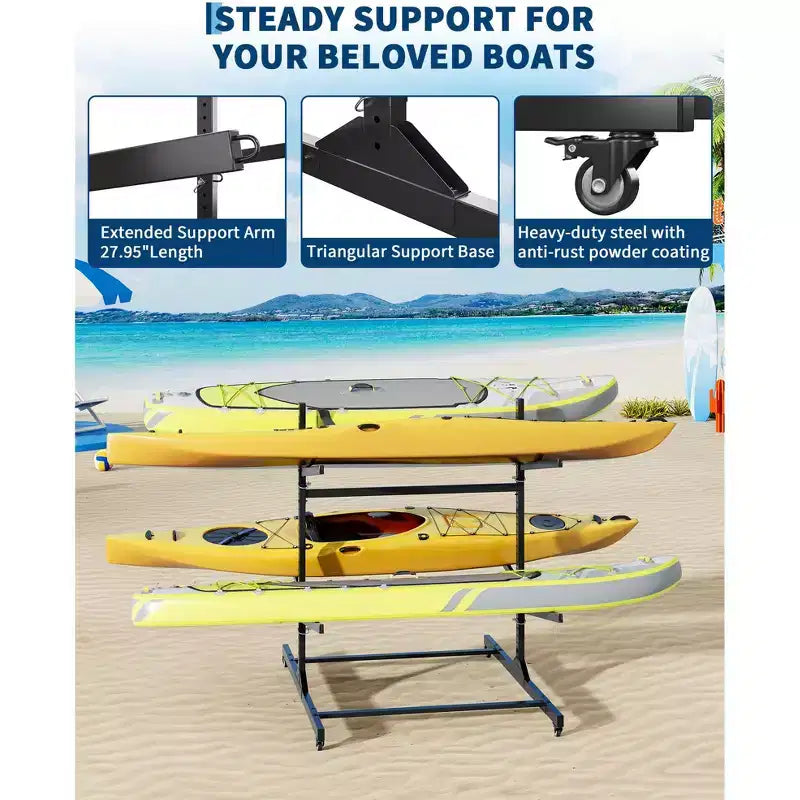 COZONY Support de Rangement pour Kayak Robuste à 2 Niveaux, Support en Acier Double Face pour Garage Quai Abri de Jardin