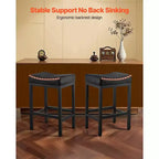 Lot de 2 tabourets de bar hauteur comptoir avec assise en selle et pieds en métal - Noir