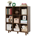 COZONY 9 Cube Bookcase, 3-Tier Open Bookshelf with Wood Finish, Storage Organizer for Home Office Living Room
