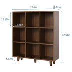 Étagère 9 casiers COZONY, Bibliothèque ouverte 3 niveaux finition bois, Organisateur de rangement pour bureau à domicile et salon