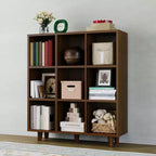 Étagère 9 casiers COZONY, Bibliothèque ouverte 3 niveaux finition bois, Organisateur de rangement pour bureau à domicile et salon