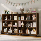 Étagère 9 casiers COZONY, Bibliothèque ouverte 3 niveaux finition bois, Organisateur de rangement pour bureau à domicile et salon
