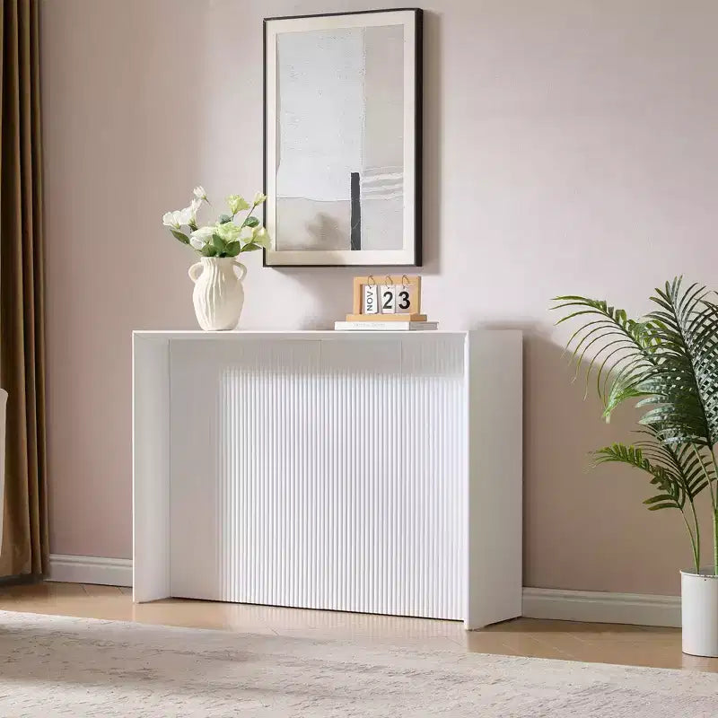 Kings Brand Furniture Lira – Console contemporaine avec façade ondulée