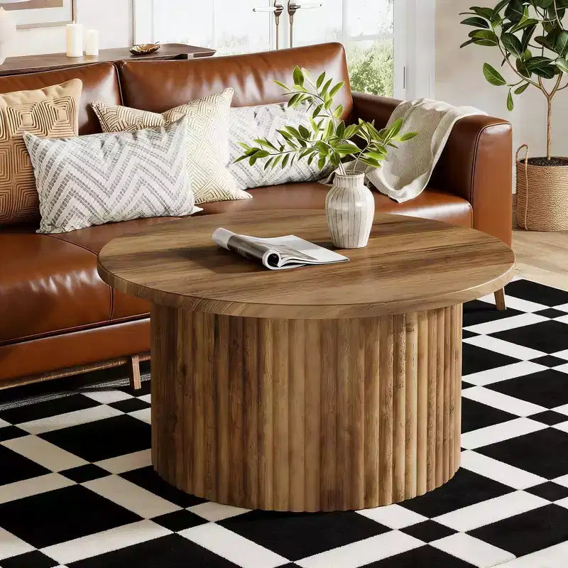 Table basse, table d'appoint circulaire de ferme pour canapé